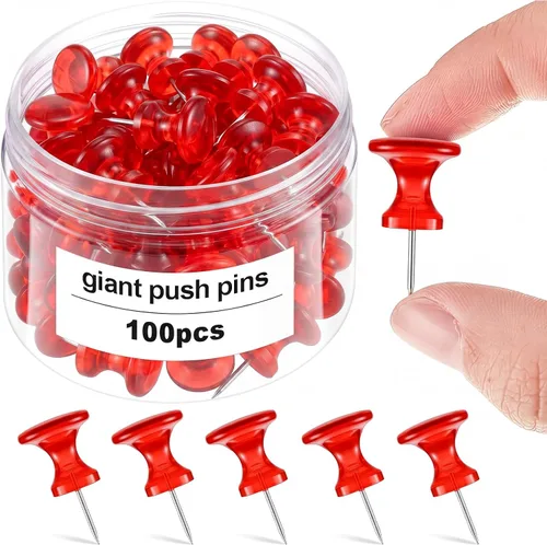 Miniatura 8 de Outus 100 piezas chinchetas gigantes tachuelas grandes con cabezas de plástico de 1 pulgada chinchetas jumbo para tablero de corcho mapas pósteres
