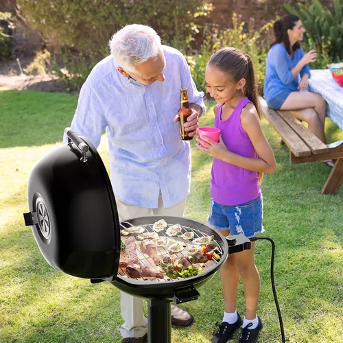 Miniatura 7 de Giantex Parrilla eléctrica para interiores y exteriores, parrilla portátil de 1600 W con rejilla antiadherente extraíble, temperatura ajustable