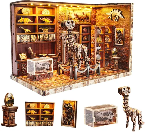 Miniatura 8 de Kit de rincón de libros, kit de casa en miniatura para adultos y adolescentes, rompecabezas de madera 3D para decoración de estantería, regalos