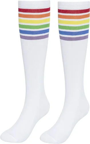 Miniatura 6 de KONY Calcetines altos de algodón a rayas de colores arcoíris hasta la rodilla para mujer, 13 pares, cómodos, para mantenerse en marcha, el mejor