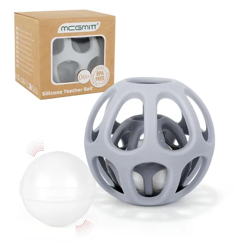 Miniatura 10 de MCGMITT Pelotas sensoriales para bebé, pelota mordedor de bebé de silicona elástica de grado alimenticio fácil de agarrar para 0-6 6-12 meses