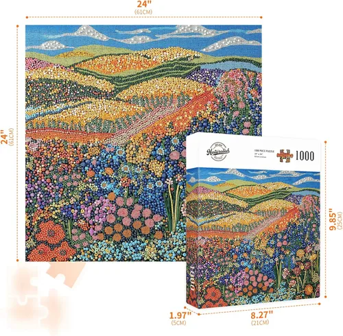 Miniatura 2 de Rompecabezas de 1000 piezas para adultos, rompecabezas de flores de píxeles, rompecabezas cuadrado colorido y vibrante, juego desafiante