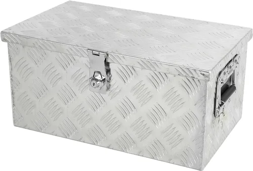 Miniatura 17 de confote Caja de herramientas de 20 pulgadas con rayas de aluminio plateado para cama de camioneta pickup, remolque RV, organizador de almacenamiento