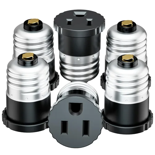 Miniatura 11 de Paquete de 8, Adaptador de Enchufe de Luz a Enchufe, Convierte el Enchufe de Bombilla en Adaptador de Salida (Blanco).
