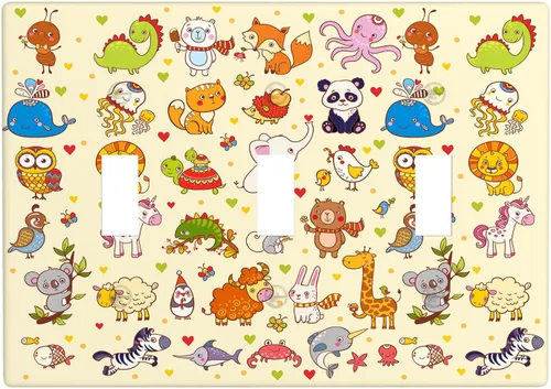 Miniatura 33 de Arctic Animals - Placa de interruptor de luz de 1 banda, lindo sello de dibujos animados, pingüino, oso polar, placa de pared individual basculante