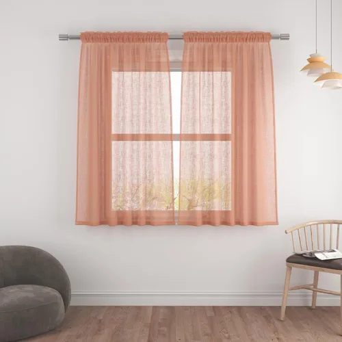 Miniatura 67 de UPOPO Paneles de Cortina Beige Pequeños Cortinas Transparentes de Gasa de 16 Pulgadas de Largo Cortinas de Cocina de Voile con Textura de Lino