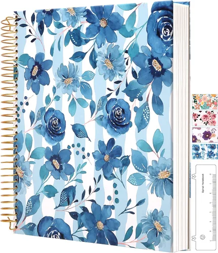 Miniatura 9 de CAGIE Cuaderno en espiral de tapa dura 8.5 x 11, cuaderno en espiral floral de 200 páginas con bolsillos, cuadernos encuadernados en espiral grandes