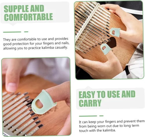 Miniatura 8 de Kalimba - Fundas para pulgares, protección para los dedos, cómodas almohadillas de silicona para sesiones de práctica prolongadas, cubiertas