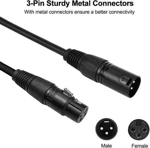 Miniatura 3 de Cable DMX de 3.2 pies / 1m, 10PCS 10 cables DMX de 3 pines, cables DMX, alambres DMX, DMX512 XLR macho a hembra, cable de señal de luz de escenario