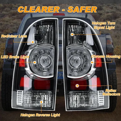 Miniatura 3 de Conjunto de luz trasera compatible con Tacoma Pickup 2005-2015 para conductor y pasajero, luces traseras LED, conjunto de señal de freno con Carcasa