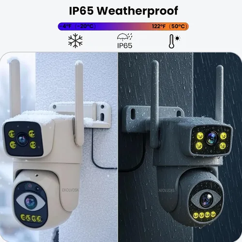 Miniatura 8 de Cámaras de seguridad inalámbricas para exteriores, cámaras WiFi de doble lente para seguridad del hogar, alarma de luz de seguimiento automático