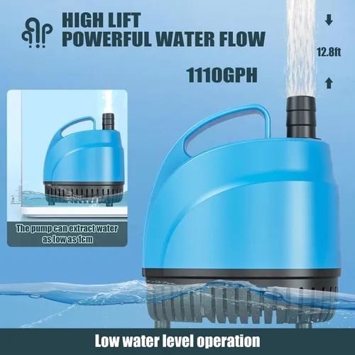 Miniatura 3 de LYPHARD AQUARIUMS Bomba de agua sumergible de 125 W, 1110 GPH de alta elevación 12.8 pies bombas de acuario para pecera, estanque, fuente