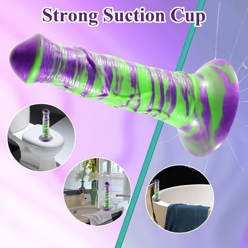 Miniatura 5 de Consolador de caballo, consolador pequeño de 7.8 pulgadas con ventosa fuerte, consolador de fantasía morado, consolador de silicona para adultos