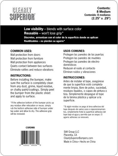 Miniatura 6 de Clearly Superior Paquete de 8 parachoques redondos medianos transparentes de 2.5 pulgadas, protector de pared autoadhesivo para pomo de puerta
