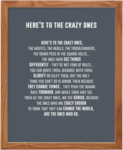 Miniatura 10 de GRANDE 11 x 14 – Here's to the Crazy Ones– Póster motivacional de arte de pared – Citas inspiradoras – Refranes inspiradores para decoración