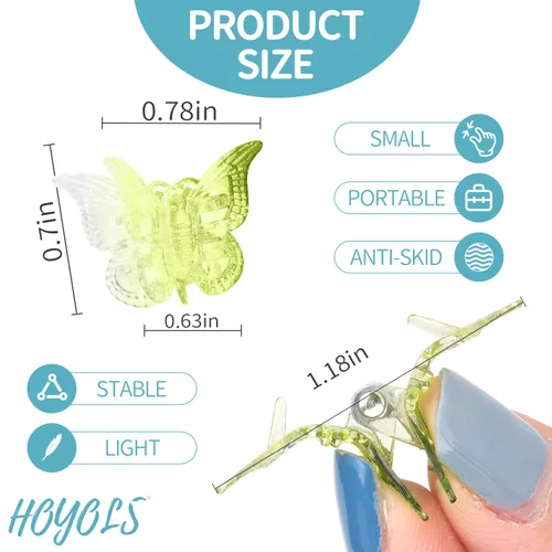 Miniatura 2 de Hoyols Pinzas de mariposa para adolescentes y adultos, accesorios de mariposas de los años 90 para mujeres, lindo clip de garra para el cabello