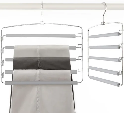 TOPIA HANGER CT08G - Perchas para pantalones que ahorran espacio, organizador de pantalones con brazo oscilante para armario, organizador acolchado