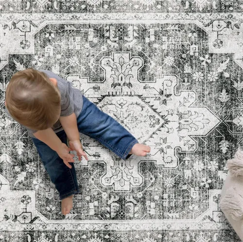 Miniatura 6 de Moynesa Alfombra de pasillo gris ultra fina y lavable, 2 pies 6 pulgadas x 8 pulgadas, antideslizante, no se desprende, apta para mascotas, alfombra