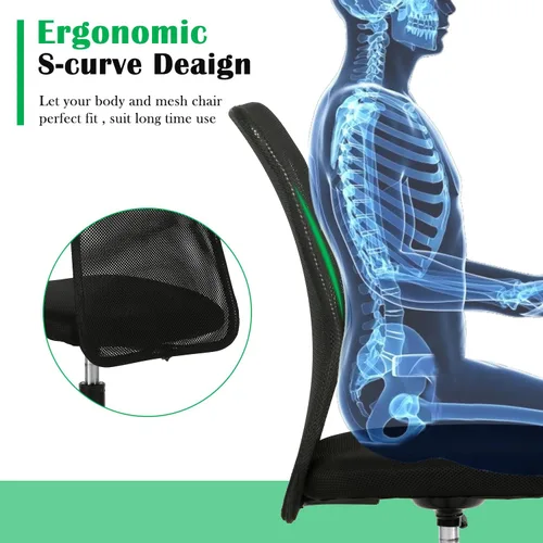 Miniatura 6 de Silla de oficina, silla de escritorio, silla de trabajo con respaldo medio para computadora con altura ajustable y soporte lumbar, asiento giratorio