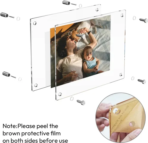 Miniatura 3 de AITEE Marco de fotos flotante grande de acrílico 16×20, marco de fotos transparente para montaje en pared, marcos de exhibición de fotos