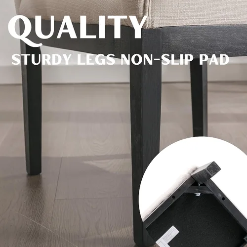 Miniatura 6 de RIVOVA Juego de 2 Sillas de Comedor Beige de Mediados de Siglo Modernas Sillas de Comedor Tapizadas en Lino Sillas de Cocina y Comedor con Respaldo