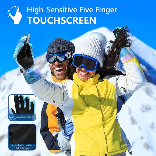 Miniatura 5 de Guantes de esquí, guantes de nieve impermeables y transpirables más cálidos para clima frío, se adaptan tanto a hombres como a mujeres, para padres
