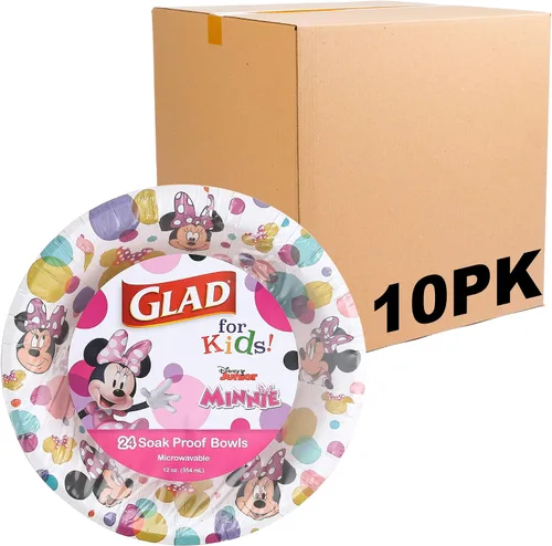 Miniatura 6 de Glad para Niños Cuencos Desechables de Papel de Disney Mickey y sus Amigos, Minnie Dots - Resistentes, A Prueba de Remojo, Aptos para Microondas