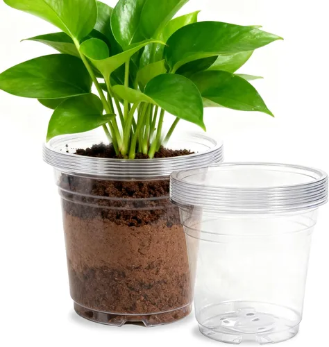 Miniatura 9 de 50 piezas de macetas de 2 galones para vivero, macetas de plástico suave y engrosadas con agujeros, contenedor de plántulas de flores de jardín