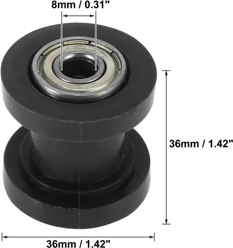 Miniatura 3 de Motoforti 2 unidades de rodillo tensor de cadena de 0.315 pulgadas (0.315 in), polea tensora para motocicletas, Dirt Pit Bike Negro