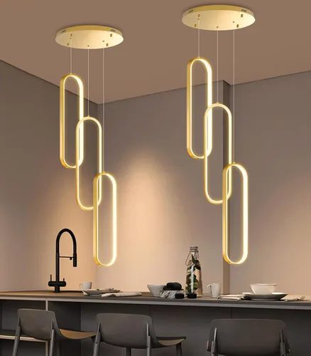 Miniatura 20 de Candelabros LED modernos para entrada de vestíbulo, techo alto, lámparas de escalera largas, regulables, montaje empotrado, alto recibidor, Negro