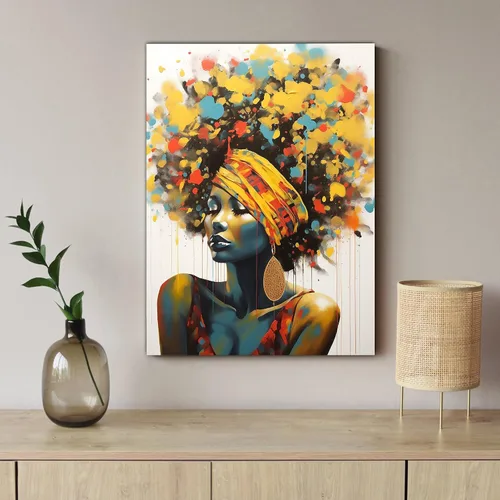 Miniatura 280 de Arte de pared afroamericano, decoración de rey y reina bailarín negro para sala de estar, arte de pareja de amor negro para dormitorio, lienzo