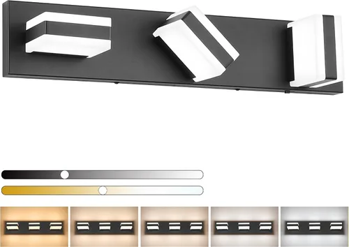 Miniatura 44 de SOLFART Luces de tocador de baño negras regulables LED modernas sobre el espejo, iluminación de baño negra para la pared del baño S8568 (5 luces)