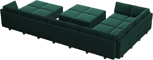 Miniatura 8 de Belffin Sofá modular grande con asiento de almacenamiento, sofá en forma de U de gran tamaño con diván reversible con sofá modular con terciopelo