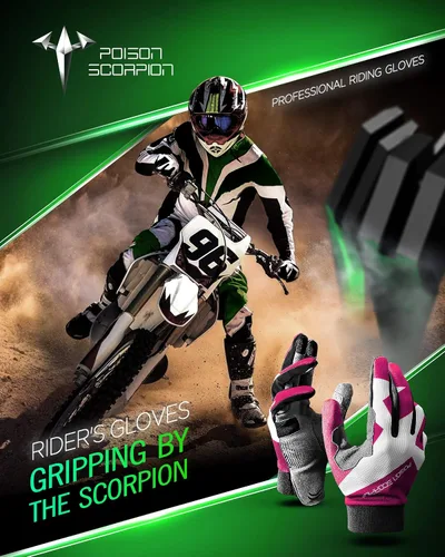 Miniatura 7 de POISON SCORPION Motocicleta Motocross Dirt Bike Guantes para hombres y mujeres