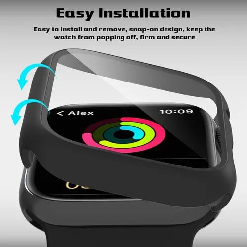 Miniatura 3 de Paquete de 2 fundas para Apple Watch 40mm SE Series 6/5/4/SE 2ª generación con protector de pantalla de vidrio templado, funda protectora completa
