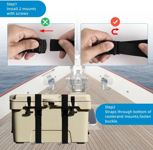Miniatura 7 de Correas de amarre de batería de 1 pulgada x 4 pies para barcos, sujeción de batería con hebilla de leva, soporte de acero inoxidable y tornillos SS