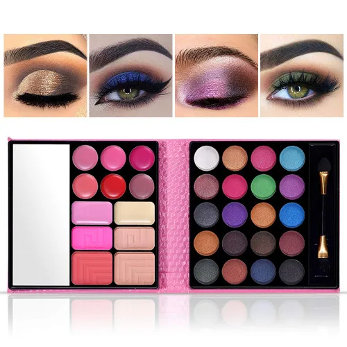Miniatura 5 de Kit de maquillaje todo en uno: 20 sombras de ojos, 6 brillos de labios, 3 rubores, 2 polvos, 1 corrector, 1 espejo, 1 brocha, juego de regalo de Kit