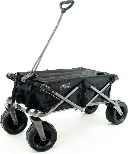 Miniatura 9 de Cochecito creativo para exteriores, carrito de playa XXL Deluxe con toldo, carrito plegable plegable y portátil, soporta hasta 200 libras