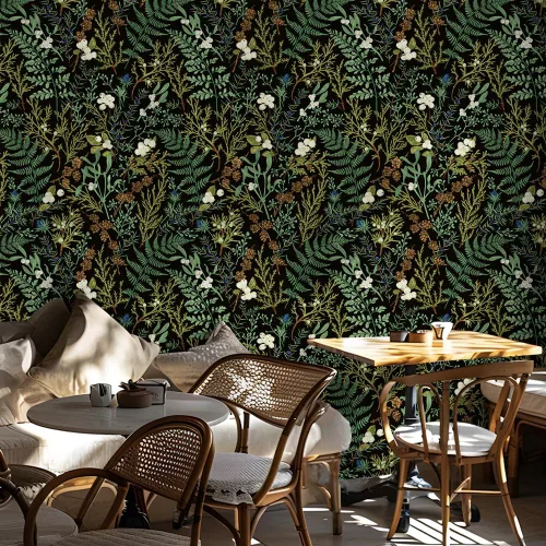 Papel tapiz floral bohemio de 17.5 x 118 pulgadas, para despegar y pegar, papel de pared de hojas verde oscuro, papel de contacto autoadhesivo para