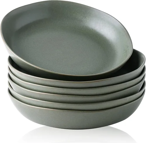 Miniatura 13 de AmorArc 9.75'' de cerámica cuencos grandes para pasta, juego de 4 cuencos planos de gres de 38 onzas para servir, cuencos aptos para horno