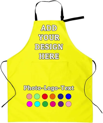 Miniatura 17 de Delantal personalizado para adultos, delantales personalizados con bolsillos, añade tu logotipo y foto, delantal impermeable ajustable personalizado
