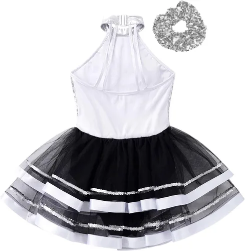 Miniatura 100 de CHICTRY Vestido tutú de ballet con lentejuelas brillantes para niñas y niñas, moderno disfraz de baile latino de jazz