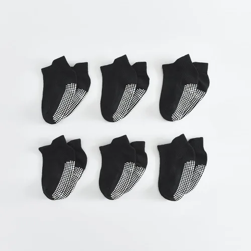 Miniatura 5 de Calcetines tobilleros antideslizantes con agarres, calcetines elásticos para bebés, para niños y niñas, recién nacidos, 6 pares de 1 a 3 años