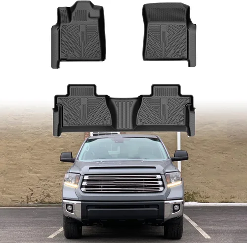 Mixsuper Liner Alfombrillas para piso para Toyota Tundra 2014-2021, solo para cabina CrewMax, juego de revestimientos de piso para todo tipo de