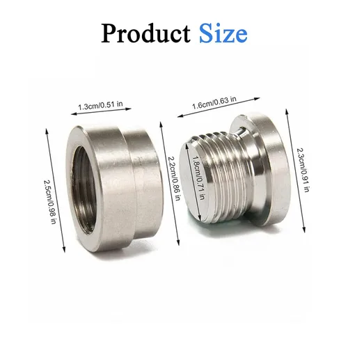 Miniatura 3 de 2 pares de tapón de sensor O2 universal de acero inoxidable M18 M18-1.5 soldado medidor de relación aire combustible (2 tapones/2 enchufes)