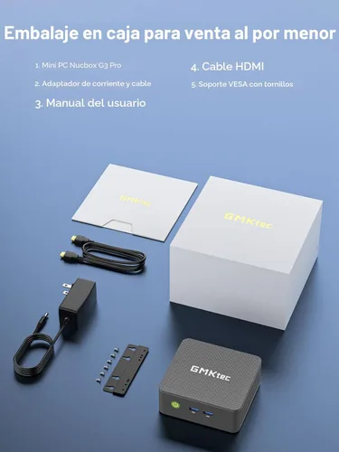 Miniatura 9 de GMKtec Mini PC, G3 PRO Intel Core i3-10110U (Beats 4300U/N150), 16 GB DDR4 RAM (canal dual) unidad de almacenamiento de 512 GB, computadora