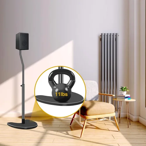 Miniatura 6 de Mounting Dream Par de soportes para altavoces, máximo 39 pulgadas de altura ajustable, base resistente, capacidad de 11 libras cada uno, juego de 2