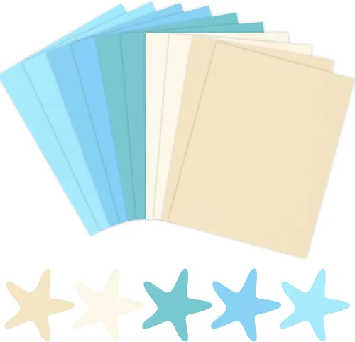 Whaline 50 hojas de 8.5 x 11 pulgadas de cartulina de colores azul pastel variados, 5 colores costeros, papel para álbum de recortes de núcleo