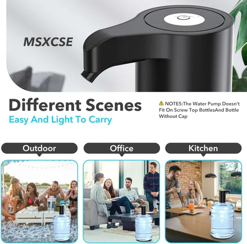 Miniatura 4 de Dispensador automático de agua portátil de 5 galones, bomba eléctrica universal para botella de agua, recargable por USB, con 2 siliconas
