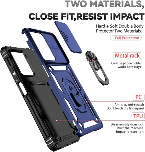 Miniatura 3 de Funda para Redmi Note 12 Pro Case/Poco X5 Pro 22101320G Funda con protector de pantalla de vidrio templado y cubierta de cámara deslizante, soporte